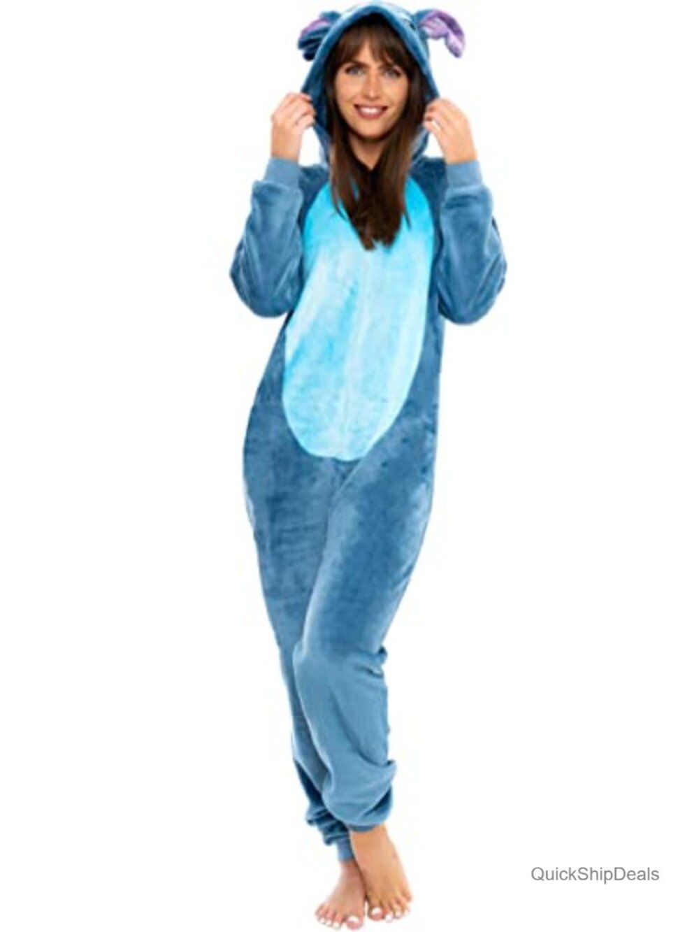 Disney Lilo & Stitch Fleece Onesie Womens Zip Up Hooded Pajama
